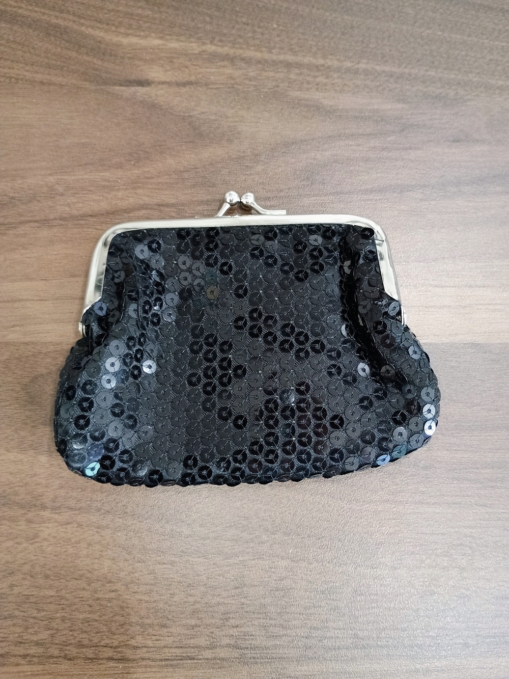 Black Sequin Coin Bag